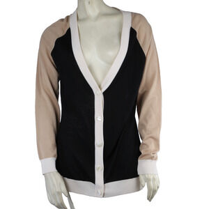 St. John Colorblock Wool Blend Button Down Cardigan Sweater Size S Classic